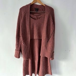 3 piece sweater set - dusty rose / size small